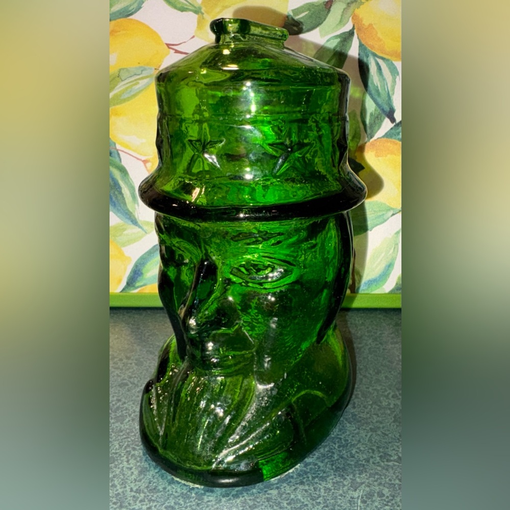 Vintage Green Wheaton Glass Uncle Sam Bank